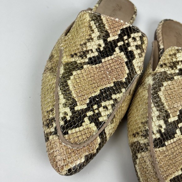 Madewell The Frances Skimmer Mule in Snake Embossed Leather Size 8 - Picture 4 of 14